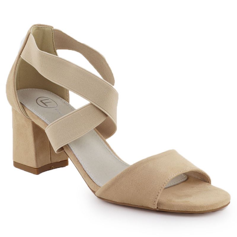 4. Damen-Sandalen zum Hineinschlüpfen mit Blockabsatz, beige, Filippo DS6920