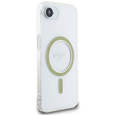 4. Guess IML Glitter Circle MagSafe iPhone 16e Hülle - Transparent