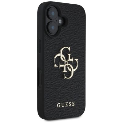4. Guess Grained Big 4G Logo Small Classic Logo Hülle für iPhone 16 - Schwarz