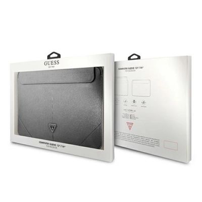 4. Guess Saffiano Triangle Logo-Tasche für einen 14-Zoll-Laptop – Silber