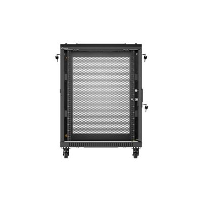 12. Stand-19" 15U 600x600 Rack-Einbauschrank, schwarz, perforierte Türen, Lanberg (Bausatz)