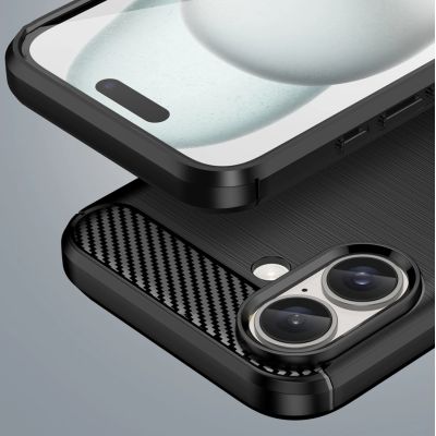 7. Carbon Case Silikonhülle für iPhone 16 - Schwarz