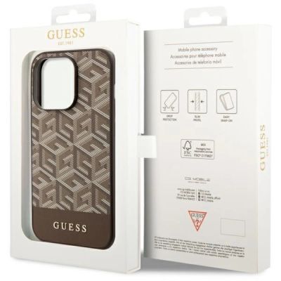 8. Guess GUHMP14XHGCFSEW iPhone 14 Pro Max 6,7" braun/braune Hartschale GCube Stripes MagSafe