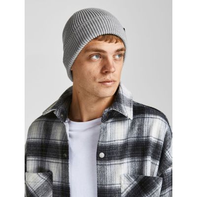 3. Jack & Jones Herren-Wintermütze, schwarz, Jacbrink Beanie, Artikelnummer 12193386, Hellgrau meliert
