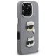 4. Karl Lagerfeld FW Grained Karl & Choupette Heads Pins Hülle für iPhone 16 Pro - Grau