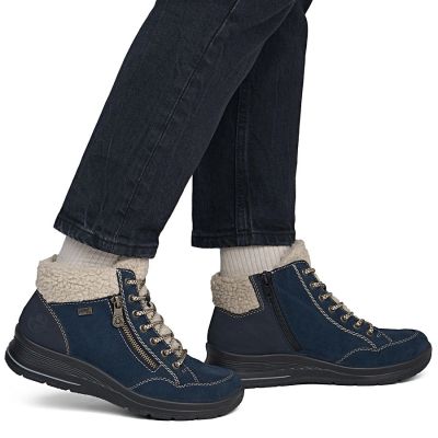 12. Wasserdichte bequeme Leder-Trapperboots in Marineblau Rieker L7701-14