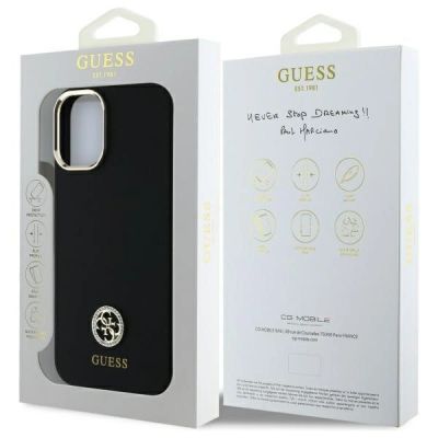 8. Guess Silikon Logo Strass 4G Hülle für iPhone 16 – Schwarz