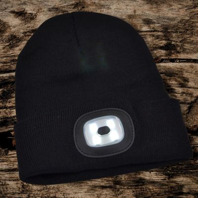 4. SCHWARZE MÜTZE MIT 4-LED-STIRNLAMPE 120 LM, 3 LEUCHTMODI, FÜR TOURISMUS