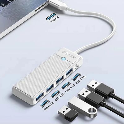 2. Orico PAPW4A-C3 USB-Hub mit 4 Anschlüssen (4x USB-A 3.0, 0,15 m Kabel) – Weiß