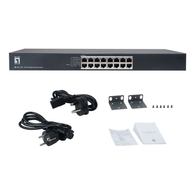 6. LevelOne GEU-1632 Unmanaged Gigabit Ethernet (10/100/1000) 1HE Grau