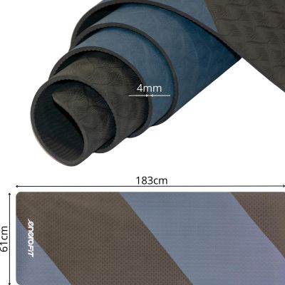 5. Yoga- und Fitnessmatte aus TPE, rutschfest, schwarz und blau, ENERO FIT