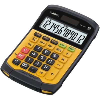 CASIO WASSERDICHTER BÜROTASCHENTASCHER WM-320MT-S, 12-stellige Anzeige, abnehmbare Tastatur, 108,5 x 168,5 mm, Schutzart gegen Wasser und Schmutz: IP54