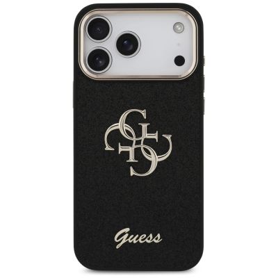3. Guess Fixed Glitter Big 4G Metal Frame Hülle für iPhone 17 Pro Max - Schwarz