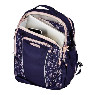 9. Herlitz Ultimate Blossom Schulrucksack, beige, marineblau, Polyester