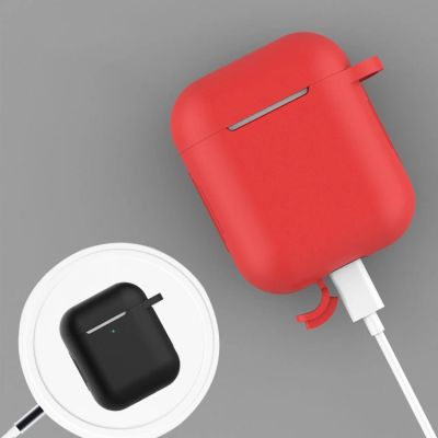 4. Case für AirPods 2 / AirPods 1 Silikon-Softcover für Kopfhörer + Schlüsselanhänger Karabiner-Anhänger blau (Case D)