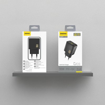4. Dudao A27TEU PD 30W GaN USB-A USB-C Wandladegerät – Schwarz