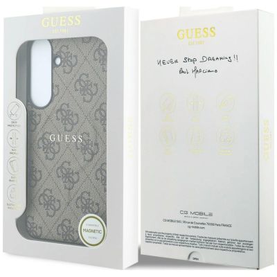 8. Guess Embossed 4G Ring Classic Logo MagSafe Hülle für Samsung Galaxy S26 FE – Braun