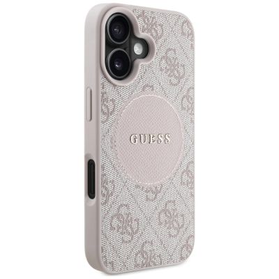 4. Guess 4G Circle Classic Logo MagSafe iPhone 16 Hülle - Rosa