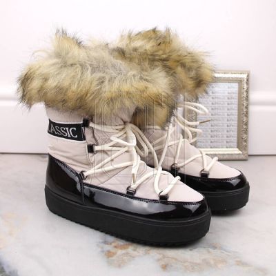 11. Plateau-Schneestiefel mit Schnürung und Fell Vinceza W JAN262 beige