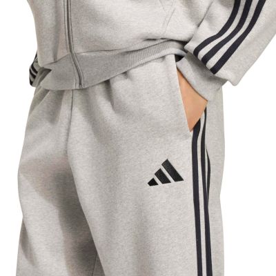 4. adidas Essentials 3-Streifen Fleecehose für Herren, schmal zulaufende Bündchen, grau, KY4127