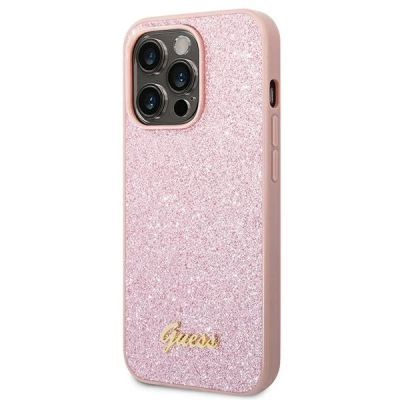 2. Guess GUHCP14LHGGSHP iPhone 14 Pro 6,1" różowy/pink hard case Glitter Script