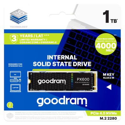 3. Goodram PX600 SSD 500 GB M.2 PCIe NVMe Gen. 4 x4 3D NAND