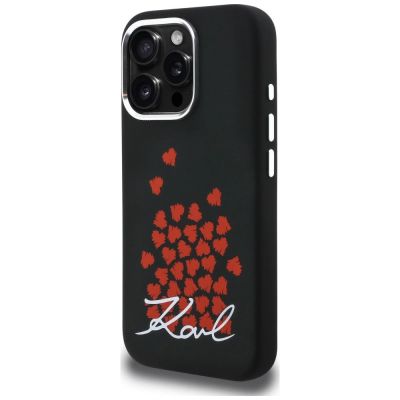 2. Karl Lagerfeld Silikonhülle mit Herzlogo und MagSafe-Funktion für iPhone 16 Pro – Schwarz