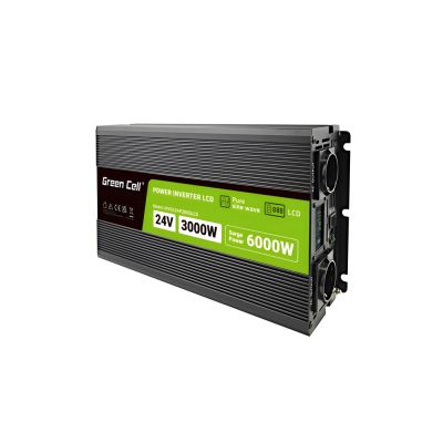3. Green Cell LCD-Wechselrichter 24V/230V 3000W/6000W Reiner Sinus INVGC24P3000LCD