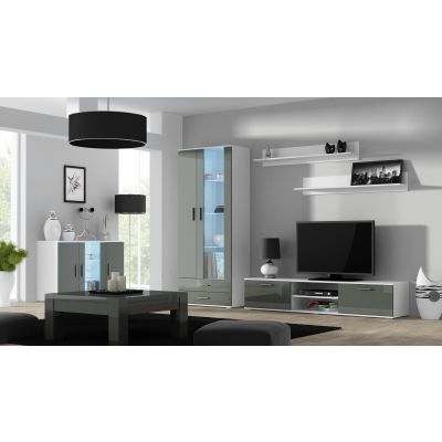 3. Kommode 120 cm SOHO S7 weiß/grau glänzend