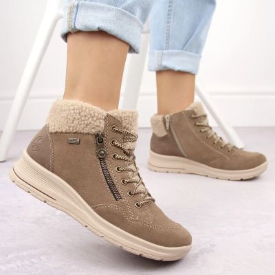 38. Beige Damen-Lederboots, wasserdicht – Rieker L7701-24