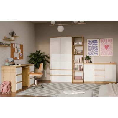 11. 2-türige Kommode mit 3 Schubladen, Artisan/Weiß, Set