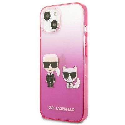 2. Karl Lagerfeld Gradient Ikonik Karl&Choupette Hülle für iPhone 13 mini - Pink