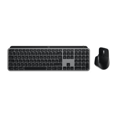 2. Logitech Master MX Keys S Combo für Mac (Tastatur und Maus inklusive), Heim-/Büro-Kombination, kabellos (RF) + Bluetooth, QWERTZ-Tastatur (American International), Aluminium, Schwarz