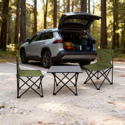 37. Faltbares Touristen-Set 3-in-1 Tisch und 2 Stühle Green Enero Camp