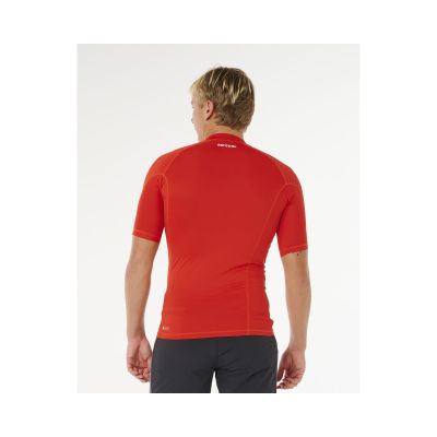 2. Herren Lycra RIP CURL Waves UPF Perf Kurzarmhemd rot