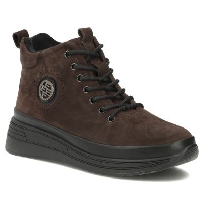 Damen-Ankle-Boots aus Wildleder mit dunkelbraunem Plateau, Filippo DBT4215