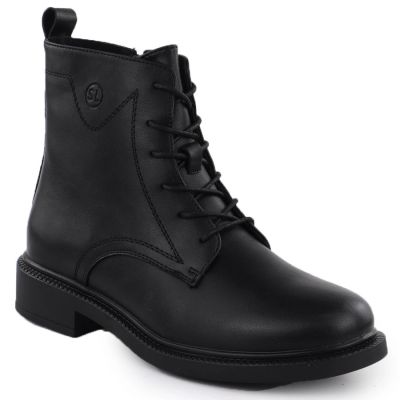 8. Gefütterte schwarze Damen-Lederboots im Worker-Stil Sergio Leone BT25172-S