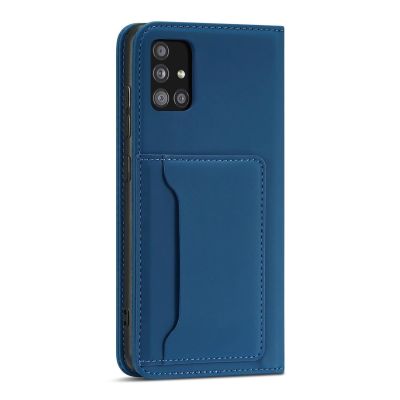 6. Magnet Kartenetui für Samsung Galaxy A12 5G Tasche Brieftasche Kartenhalter Blau
