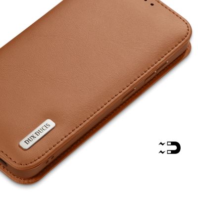 5. Dux Ducis Hivo Samsung Galaxy S25 Edge Hülle mit Klappdeckel und RFID-Schutz - Braun