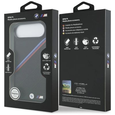 8. BMW M Tricolor Metal Logo MagSafe Case für iPhone 17 Air – Schwarz