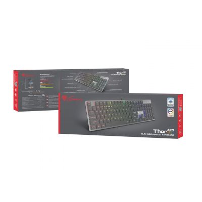 7. GENESIS Thor 420 RGB Gaming-Tastatur USB AZERTY US-Englisch Silber