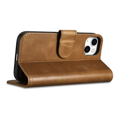 7. iCarer Oil Wax Wallet Case 2in1 Cover iPhone 14 Plus Anti-RFID Leder Flip Case Braun (WMI14220723-TN)