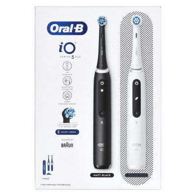12. Braun Oral-B iO5 Duo Elektrische Zahnbürste, Mattschwarz/Weiß