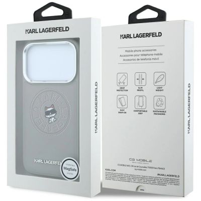 8. Karl Lagerfeld Point & Choupette Sketch MagSafe Hülle für iPhone 18 Pro Max / 17 Pro Max – Grau