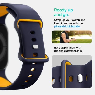 10. Spigen Nano Pop Strap für Apple Watch 40/41/42 mm - Marineblau/Orange