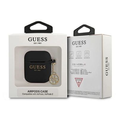 3. Guess GUA2LSC4EK AirPods 1/2 Hülle schwarz/schwarz Silikon Charm 4G Collection