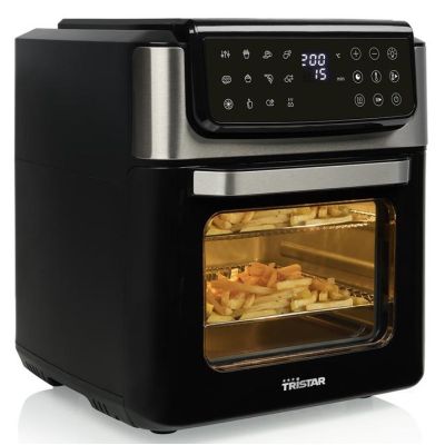 5. Tristar Heißluft-Ofen Kontrollleuchte Timerfunktion 12 l Einzelautonome 1800 W Heißluftfritteuse Schwarz, Edelstahl