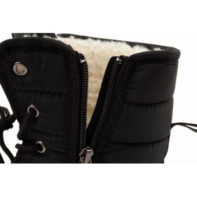 9. Progress Damen-Winterstiefel, schwarze gefütterte Schneestiefel mit Schaffellfutter
