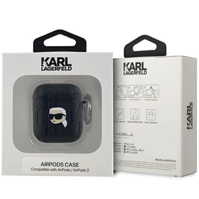3. Karl Lagerfeld Monogram Karl Head Case für AirPods 1/2 – Schwarz