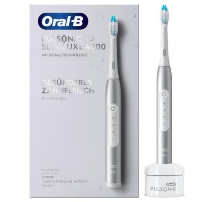 2. Oral-B Pulsonic Slim Luxe 4000 Ultraschallzahnbürste – Tägliche Pflege – Sensitiv – für weiße Zähne – 62.000 Bewegungen pro Minute – Platin – 2 Min.